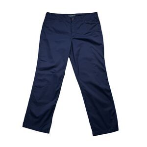 Ralph Lauren Womens Chino Pants Navy Blue Cotton Preppy High Waisted Trousers 14